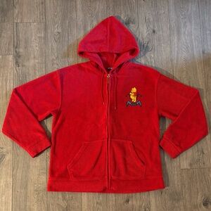 Winnie the Pooh Adorable Red Zip Up Hoodies Size Medium